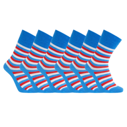 iZ Sock 6pak stribede bambusstrømper i blå, røde og hvide