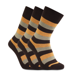 iZ Sock 3pak bambusstrømper med tykke striber i orange og brun
