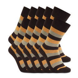 iZ Sock 10pak bambusstrømper med tykke striber i orange og brun