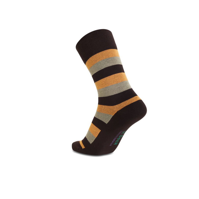 iZ Sock 10pak bambusstrømper med tykke striber i orange og brun
