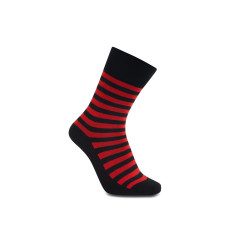 iZ Sock stribede bambusstrømper i sort og rød